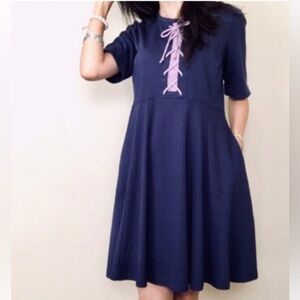 Anthropologie Maeve Renaissance Purple Above Knee Lace Up Dress Womens Size M